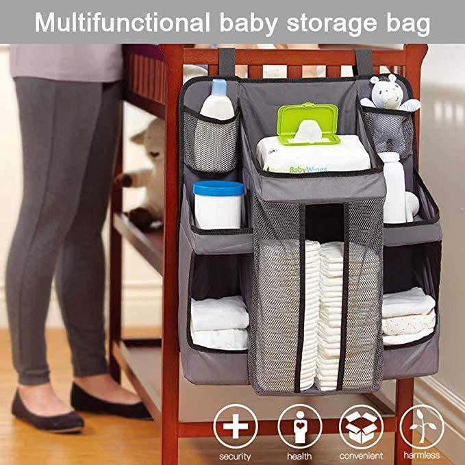 Baby Diaper Organizer for Crib - Nursery Organizer and Storage for Baby Essentials.