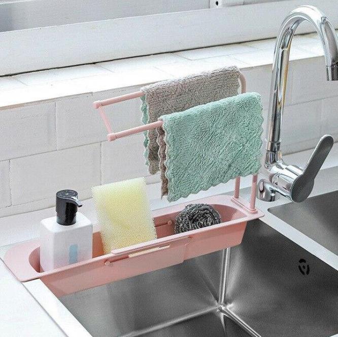 Telescopic sink storage rack