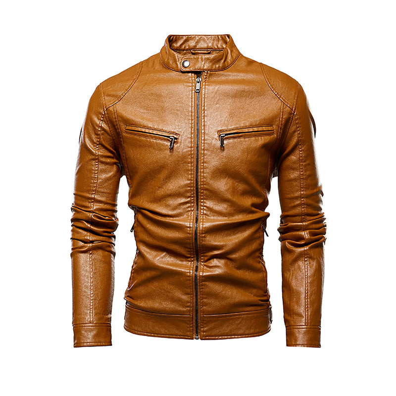 Plus velvet PU leather jacket