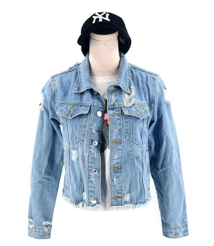 Women's frayed denim jacket