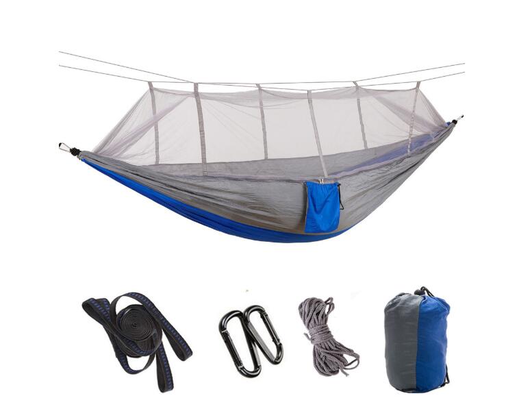 Outdoor parachute cloth hammock double with mosquito net light portable army green insect-proof camping camping aerial tent