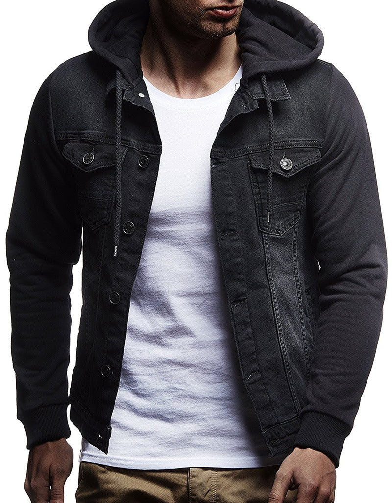 Men's casual hooded denim jacket