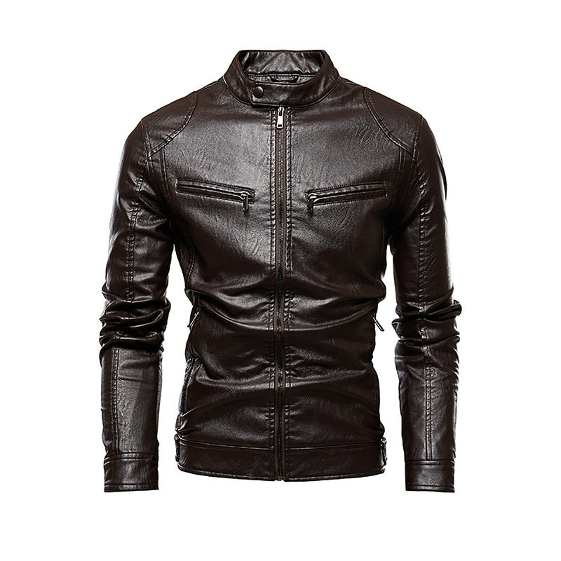 Plus velvet PU leather jacket