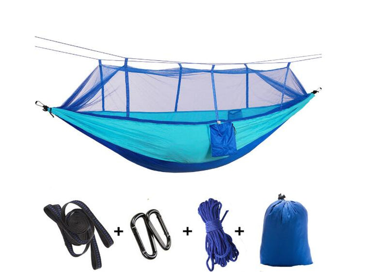 Outdoor parachute cloth hammock double with mosquito net light portable army green insect-proof camping camping aerial tent