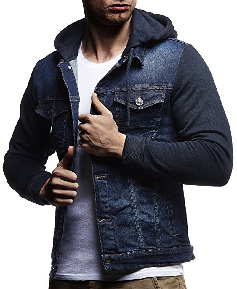 Men's casual hooded denim jacket