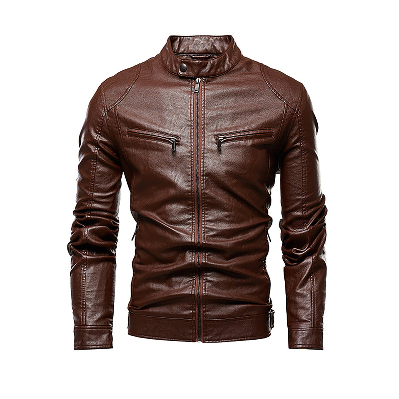 Plus velvet PU leather jacket