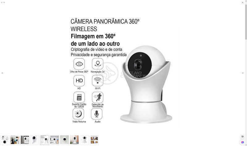 Câmera Ip C360 De Segurança Wifi 2 Antenas Robô Hd 1080p Sem Fio 360º áudio Visão Noturna